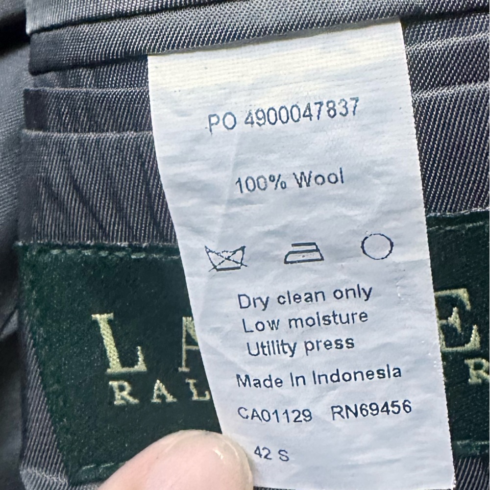 Ralph Lauren Men’s 42 Short Gray 100% Wool Two-Button Blazer Suit Jacket Classic - Picture 5 of 5